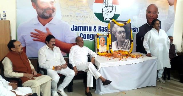  JK Congress remembers Indira Gandhi, Sardar Patel
