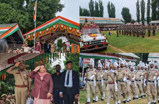  Sakeena Itoo hoists National Flag at Shaheed Himayun Muzammil Memorial Government Degree College Anantnag