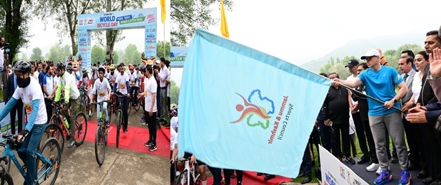 CM Omar Abdullah flags off Cyclothon on World Bicycle Day, launches Jammu Cyclothon campaign