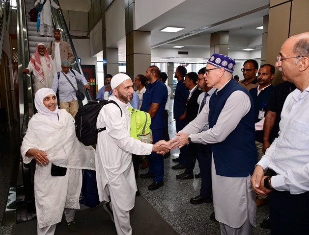 CM Omar Abdullah receives first batch of Hujjaaj at Srinagar Airport